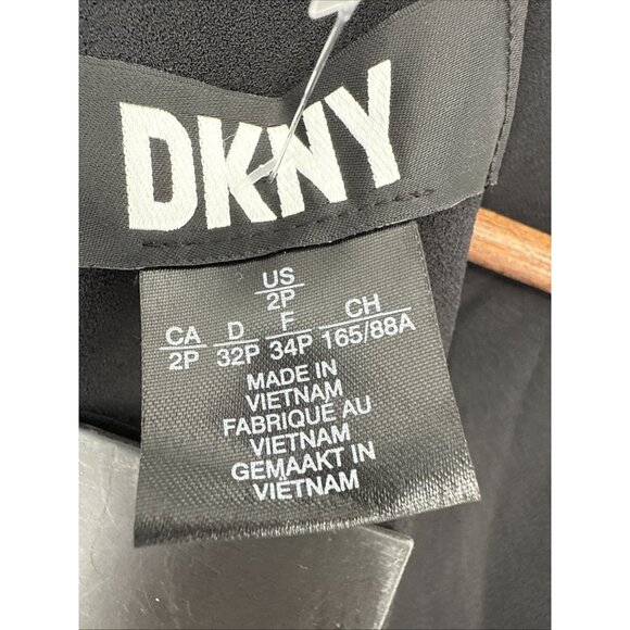 DKNY Womens Size 2 Petite Black Scuba Crepe Contrast Round Neck Sleeveless Dress - Picture 9 of 10